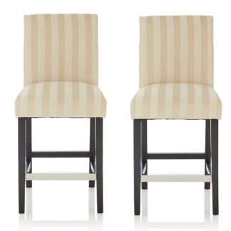 An Image of Alden Bar Stools In Cream Fabric And Black Legs In A Pair