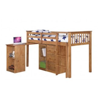 An Image of Milli Antique Wax Pine Finish Sleep Station With Pull Out Desk