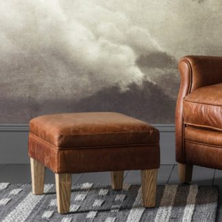 An Image of Mr. Paddington Foot Stool In Vintage Brown Leather