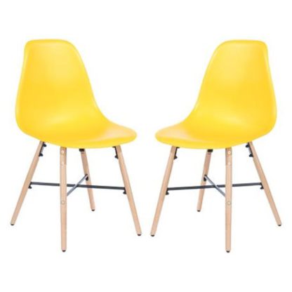 8eb1e61ad156a653b855096ea4e1c6877643a1e67339e5601e57aca03d6ed781.jpg An Image of Arturo Yellow Bistro Chair In Pair With Oak Wooden Legs