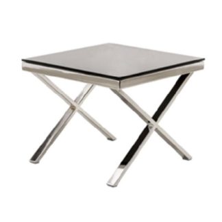 An Image of Zanti Black Glass Top Lamp Table With Chrome Base