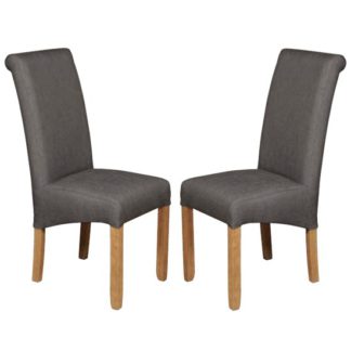 An Image of Sika Grey Fabric Dining Chair In Pair