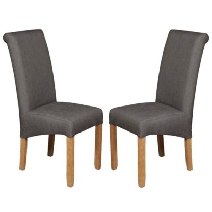 An Image of Sika Grey Fabric Dining Chair In Pair