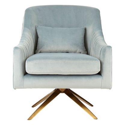 An Image of Mahasim Upholstered Velvet Bedroom Chair In Blue Finish