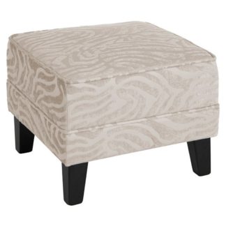 An Image of Wembley Foot Stool In Natural Fabric With Wooden Legs