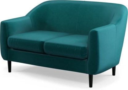 An Image of Custom MADE Tubby 2 Seater Sofa, Tuscan Teal Velvet with Black Wood Leg