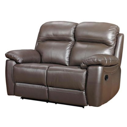 An Image of Aston Leather 2 Seater Fixed Sofa In Brown