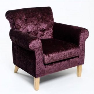 An Image of Pittsburgh Crushed Velvet Armchair In Grape
