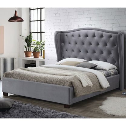 An Image of Lauren Fabric King Size Bed In Grey