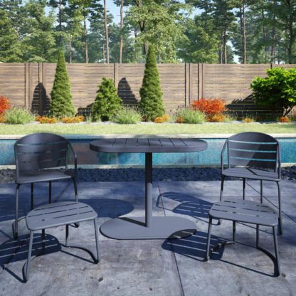8f7f16d428fa4c8e2e1183b6b7765a17188c76adf4f31403405f6b3fb412fe3d.jpg An Image of Cosco Steel Set Of 5 Patio Bistro Set In Grey