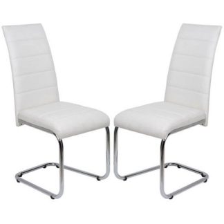 An Image of Daryl Dining Chair In White PU Leather in A Pair