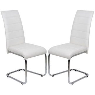 An Image of Daryl Dining Chair In White PU Leather in A Pair