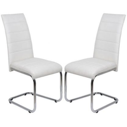 An Image of Daryl Dining Chair In White PU Leather in A Pair