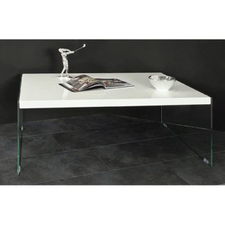 An Image of Olymp High Gloss Coffee Table In White With Glass Legs