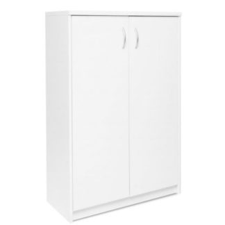 An Image of Aquarius Small Shoe Storage Cabinet In White With 2 Doors