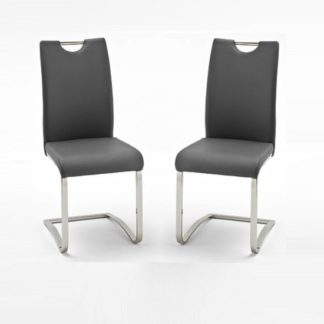 An Image of Koln Dining Chair In Grey Faux Leather in A Pair