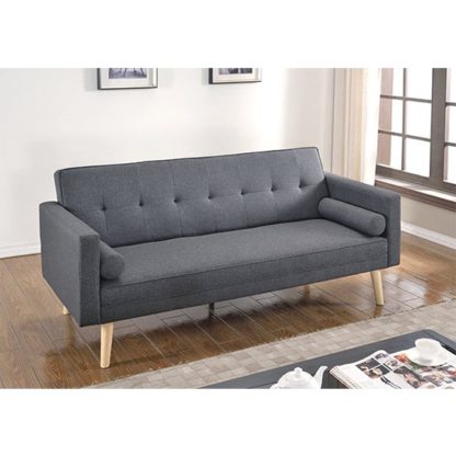 An Image of Paris Linen Fabric Sofa Bed In Dark Grey