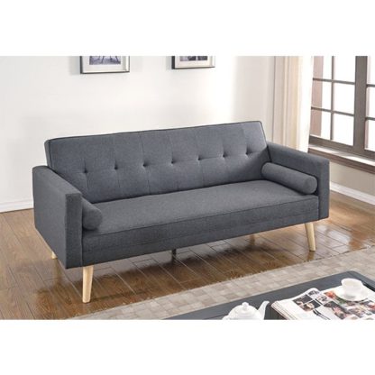 90695690e956eb2ed42693074a777342b376df0a666ed3ba91a2d83d40c97fbd.jpg An Image of Paris Linen Fabric Sofa Bed In Dark Grey