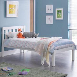 An Image of Luna Wooden Single Bed In Surf White