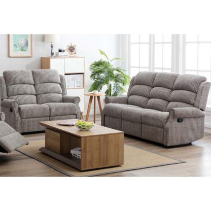 908e92e700c5c1aa10b21e3580578a3a485e41ff5c26e0a0ab82a02722146d07.jpg An Image of Tegmine 3 Seater Sofa And 2 Seater Sofa Reclining Suite In Latte