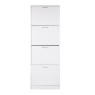 An Image of Alcott Contemporary Shoe Cabinet In White With 4 Doors