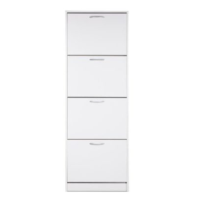 An Image of Alcott Contemporary Shoe Cabinet In White With 4 Doors