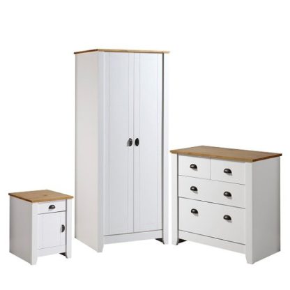 An Image of Gibson Wooden Bedroom Furniture Set In White And Oak