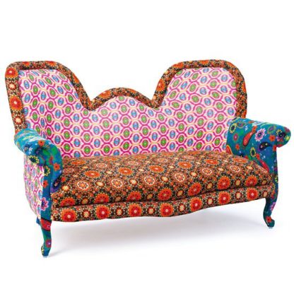 An Image of India Style Fabric Sofa Patchwork Style Multicoloured