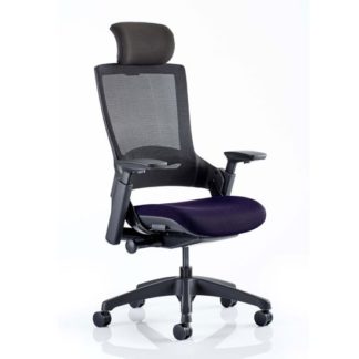 An Image of Molet Black Back Headrest Office Chair With Tansy Purple Seat