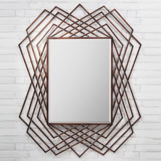 An Image of Spectre Geometric Wall Mirror In Burnished Copper