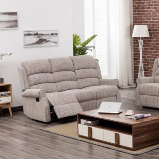 An Image of Curtis Fabric Recliner 3 Seater Sofa In Natural