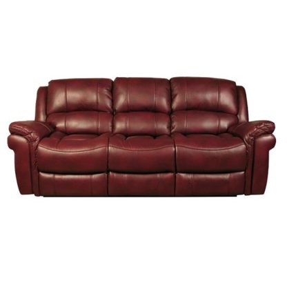 An Image of Claton Recliner 3 Seater Sofa In Burgundy Faux Leather