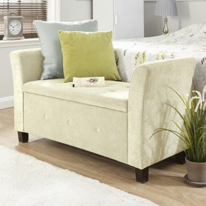 An Image of Charter Modern Fabric Ottoman Seat In Natural With Diamante