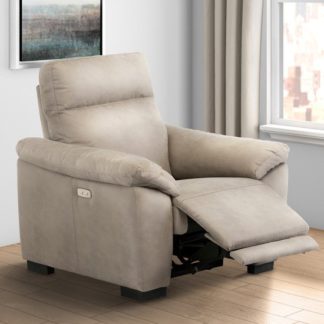 An Image of Farrow Fabric Electric Recliner Armchair In Natural