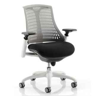 An Image of Flex Task Office Chair In White Frame With Grey Back