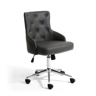 An Image of Calico Office Chair In Graphite Grey With Chrome Base