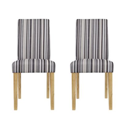 An Image of Lorenzo Striped Dining Chairs In Pair