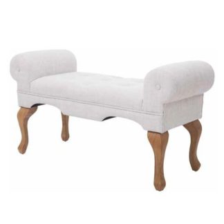 An Image of Sorio Boudoir Bench In Beige Fabric With Wooden Legs