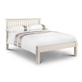 An Image of Velva Wooden King Size Low Foot Bed In Stone White