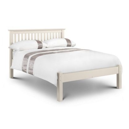 An Image of Velva Wooden Double Size Low Foot Bed In Stone White