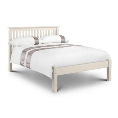 91c925a3c56f56e0f9e8157e650d3339f18d459241adcfece090570564410e34.jpg An Image of Velva Wooden Double Size Low Foot Bed In Stone White