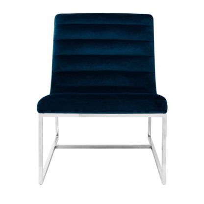 An Image of Sceptrum Midnight Velvet Cocktail Chair Blue