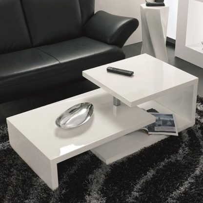 An Image of Geno Coffee Table In White High Gloss With Rotation