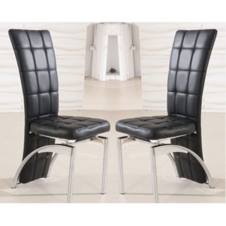 An Image of Ravenna Dining Chair In Black Faux Leather in A Pair