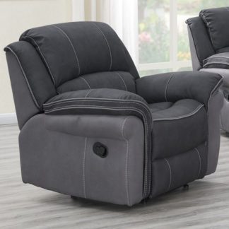An Image of Koeia Fabric Lounge Chaise Armchair In Charcoal Fusion