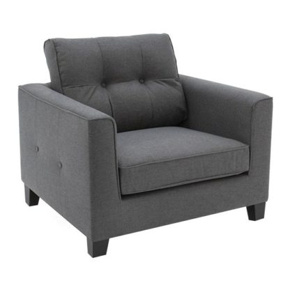 An Image of Rawls Fabric Sofa Chair In Charcoal With Wenge Finish Legs
