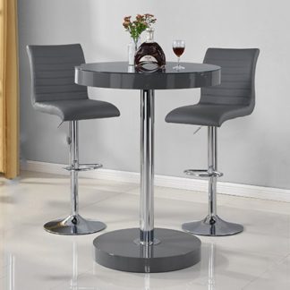 An Image of Havana Bar Table In Grey With 2 Ripple Grey Bar Stools