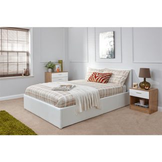 An Image of End Lift Ottoman Double Bed In White