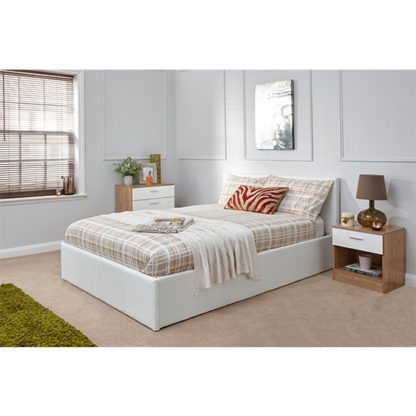 An Image of End Lift Ottoman King Size Bed In White