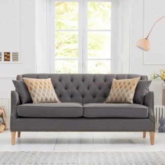 An Image of Kosmo 3 Seater Sofa In Grey Fabric With Natural Ash Legs
